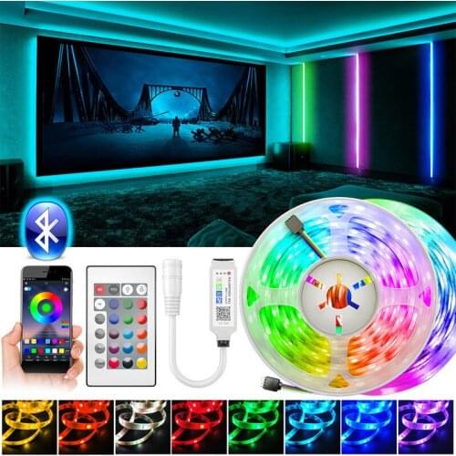 RGB Led Strip 220v Bluetooth WiFi Control Flexible Ribbon 5050 Tape Diode Backlight Led Strip Lights Decoration for Wall Bedroom