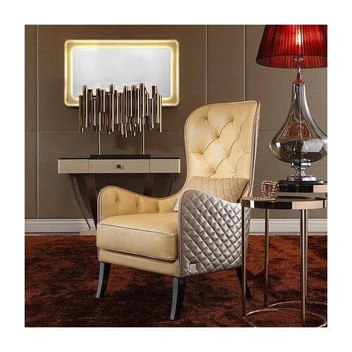 Chinafurniture modern simple and light luxury living room single leisure sofa chair high back leather book single chair