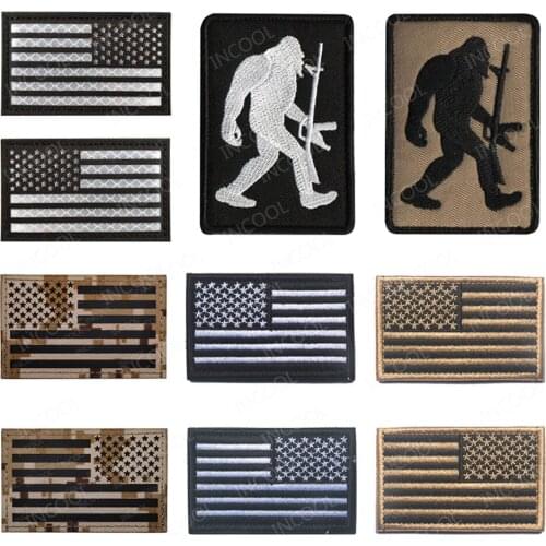 USA American Flag Infrared IR Reflective Black White Desert Camouflage Patches Tactical Military Patch Armband Embroidery Badges