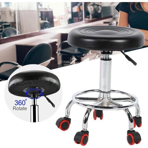 Height Adjustable Salon Stool Rolling Swivel Stool Tattoo Massage Spa Chair BlackSalon Home Furniture