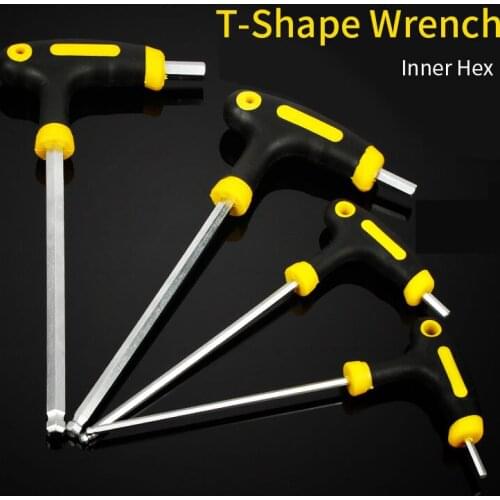 T-shape Inner Hexagon Wrench Flat/Ball Head Labor-saving Wrench with TPR Handle T Type Inner Hex Wrench CR-V Forged Tools