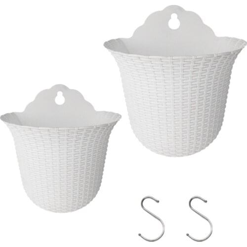Hanging Pot Wall-mounted Flower Vase Basket Container Organizer 2PC Lightweight Durable Creative Home Office Garden Decoration