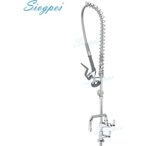 High Quality Single Handle Deck Mount Commercial Kitchen Pre-Rinse Faucet with Pot Filler & Spray Gun for Restaurants / Canteens