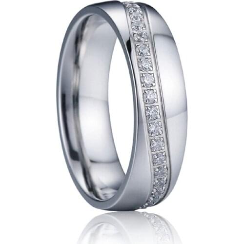 Fine jewelry ring women cubic zirconia silver wedding bands stainless steel ladies love alliance engagement rings female girls