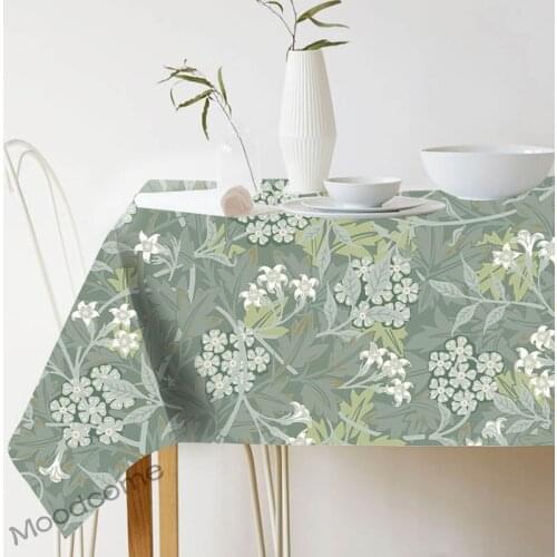 Green Spring Decorative Ivy Leaves Plant William Morris Pattern Waterproof Coton Linen Tablecloth Floral Pastoral Table Cloth
