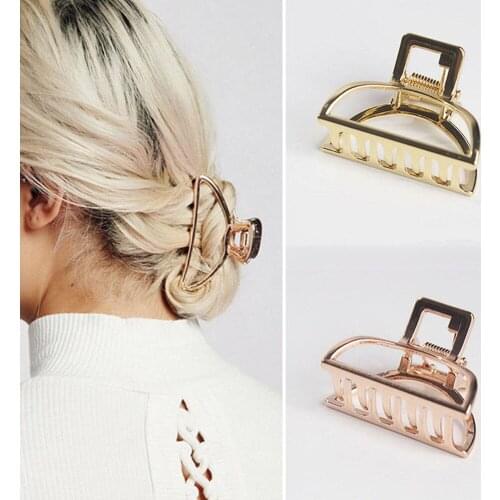 2021 Women Girls Geometric Hair Claw Clamps Hair Crab Moon Shape Hair Clip Claws Solid Color Accessories Hairpin Large/Mini Size