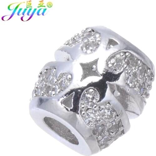 Juya DIY Braid Perles Jewelry Beads Micro Pave Zircon Crown Beads For Women Men Handmade Natural Stones Beading Jewerly Making