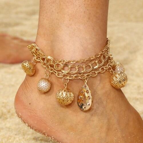 ZOSHI Fashion Multi Layers Gold Anklets for Women Delicate Charms Ankle Bracelet Summer Beach Jewelry Pearl Beads Chain Anklet