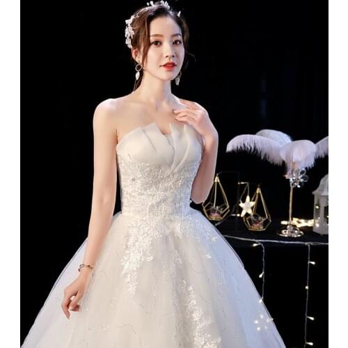 Custom Made Strapless Wedding Dress New Arrival Appliques Embroidery Lace Princess Gown Vestidos De Novia Plus Bridal Ball Gowns