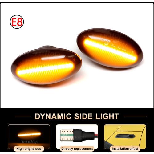 12V For BMW MINI Cooper R50 R52 R53 2002-2008 Smoke Lens Car Dynamic Flowing LED Turn Signal Side Marker Light Blinker Lamp
