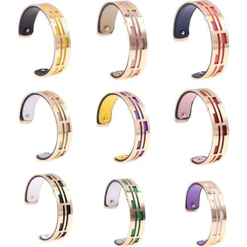 15MM Labyrinthe Bracelet Bracelet Women Interchangeable Cuir Hollow Leather Bracelet Bijoux Argent for Women