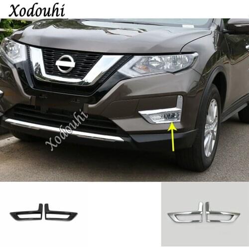 For Nissan X-Trail XTrail T32/Rogue 2017 2018 2019 2020 Car Front Fog Light Lamp Detector Frame Stick Styling Cover Trim 2pcs
