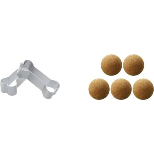 2X Dog Bone Silver Stainless Steel Baking Cookie Cutter with 5X Wine Cork Ball Wooden Cork Ball Stopper