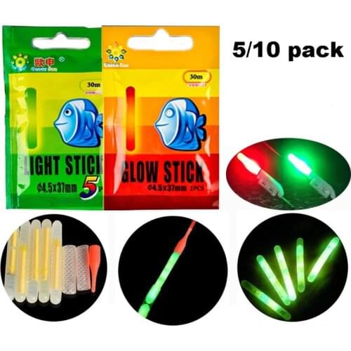5/10 Packs 4.5*37mm Fishing Buoy Fluorescent Light Rod Night Buoy Light Dark Light Buoy Fishing Rod Fishing/party