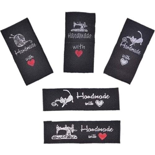 50Pcs/lot Washable Cotton Garment Tags Clothing Shoes Bags Woven Labels DIY Tags Hand Made Woven Labels