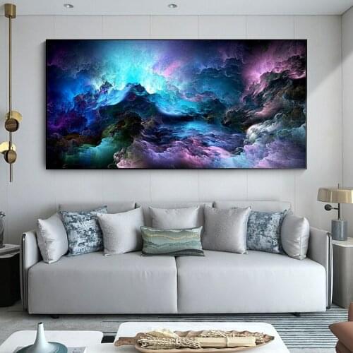 Abstract Painting Large Size Wall Art Prints Cloud Abstract Colorful Oil Painting Wall Decor Blue Painting for Wall Picture