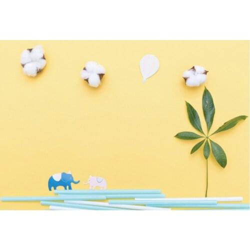 White Cotton Yellow Printing Backdrop Party Room Decor Photo Booth Studio Prop