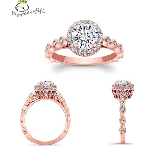 Brand Anillos Vintage Jewelry Rings for Women 925 Sterling Silver Rose Gold Color Zirconia Environmental Rhinestone Wedding Ring