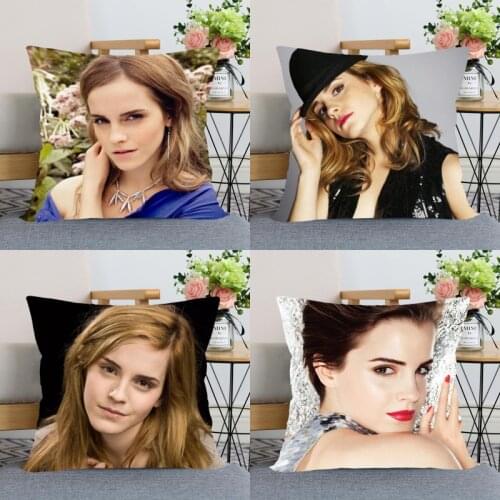 Emma Watson Pillow Case Modern Home Decorative Silk Fabric Pillowcase 40X40cm(one sides) For Living Room Pillow Cover 0511