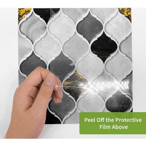 Funlife Black-and-white Vine Mosaic Tiles Are Pasted On The Kitchen Background Wall And Wallpaper Bathroom