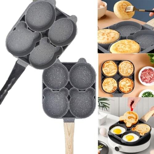 Four-hole Frying Pot Pan Thickened Omelet Pan Non-stick Egg Pancake Steak Pan Cooking Egg Ham Pans Breakfast Maker Cookware