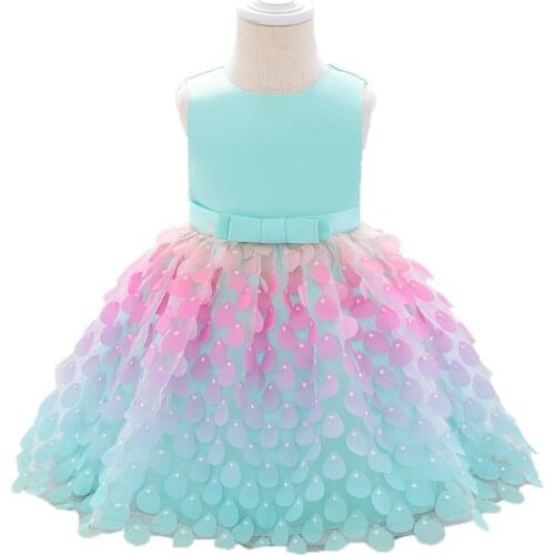 2021 Summer Little Mermaid Infant 1st Birthday Dress For Baby Girl Clothes Sequin Dress Princess Dresses Party Clothing Infant