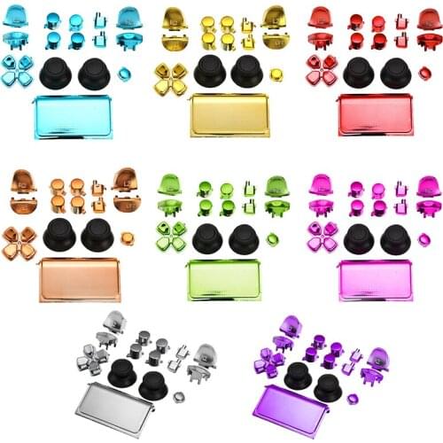 For Dualshock 4 PS4 Controller 15Pcs Chrome Kit Dpad Trigger Buttons Analog Grips Cover For Playstation 4 Controller Joystick