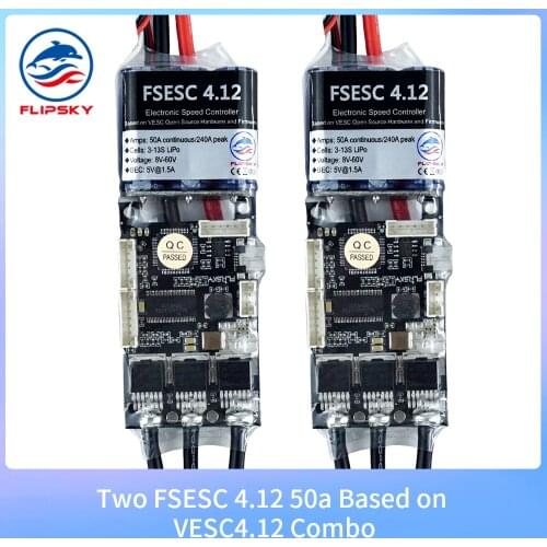 Two Skateboard Speed Controller FSESC 4.12 50A Combo Based on VESC® 4.12 Remote Control Outdoor ESC 48v Electric Longboard