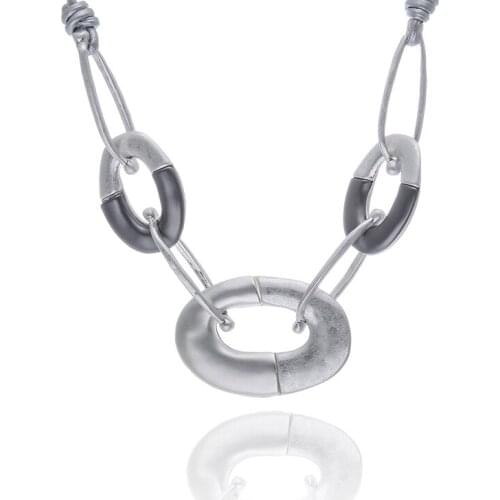 ELOYHI Women Necklace Geometric Top Quality Double Collar Leather Choker For Lady Punk Trendy Neckalce&Pendants Gift