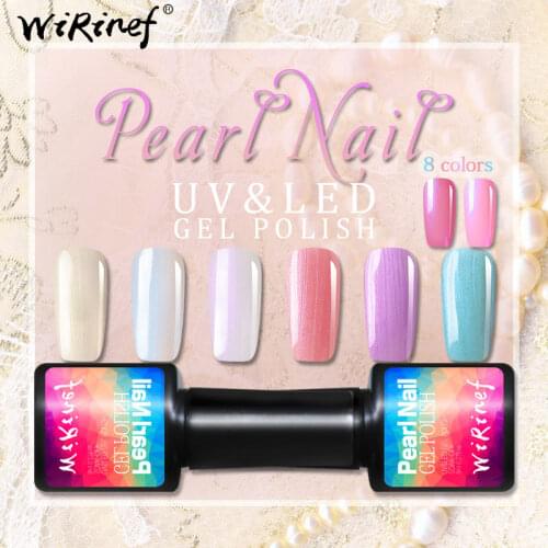 WiRinef 8ml Beautiful Shell Pearl UV Gel Polish Shiny Sea Shell Semi-permanent Nail Gel Varnish 8 Colors Nail Lacquer Glue