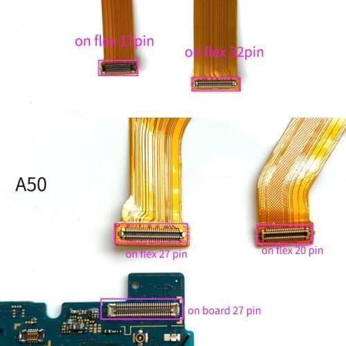 10PCS For Samsung Galaxy A50 A505 A505F A30 A305 LCD Display FPC Connector on mainboard USB Charge Board Flex Cable