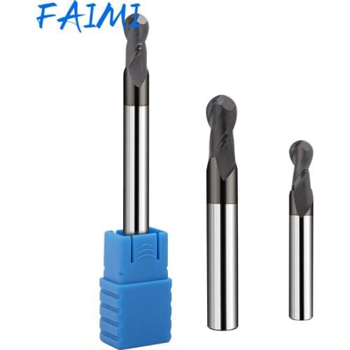 Carbide Ball Nose End Mills 2 Flutes Extended Milling Cutter Hrc50 Tungsten Steel Cnc Maching Metal Milling Tools 75mm 100mm