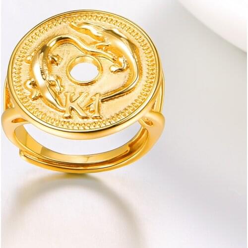Crocodile K1 Coin Ring Resizable for Women Gold Color PNG Jewelry Papua New Guinea Jewellery Gift