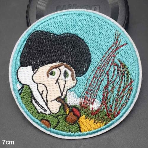 Smoking Van Gogh Painting The Starry Night Iron On Embroidered Clothes Patches For Woman Girl Clothing Wholesale