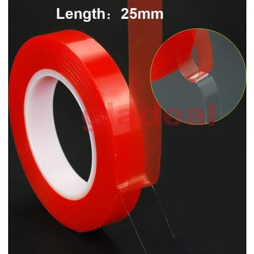 2rolls 2- 5MM*25M Strong pet Adhesive PET Red Film Tape Clear Double Sided No Trace For Phone Tablet LCD Screen