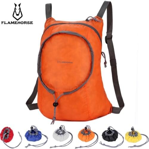 Nylon Waterproof Collapsible Backpack Womens Mens Daily Walking Travel Portable Comfort Lightweight Storage Folding Bag