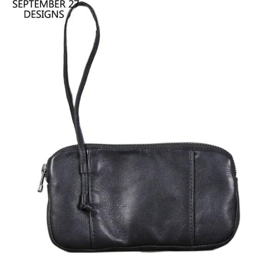 New Fashion Clutch Bag Male Genuine Leather Luxury Handmade Phone Wallet 100% Cowhide Women Casual Hand Bag Zipper Long Purses