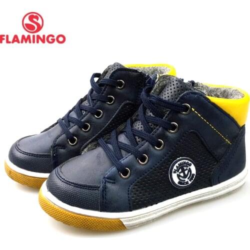 FLAMINGO Autumn Keep Warm Non-slip Arch Health Childrens Shoes for Kids Boys with Flats Size 23-28 Sneakers Shoes 82B-SW-0886