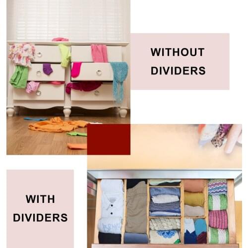 Kitchen Drawer Dividers With Inserts And Liner -Adjustable Bamboo Organizers