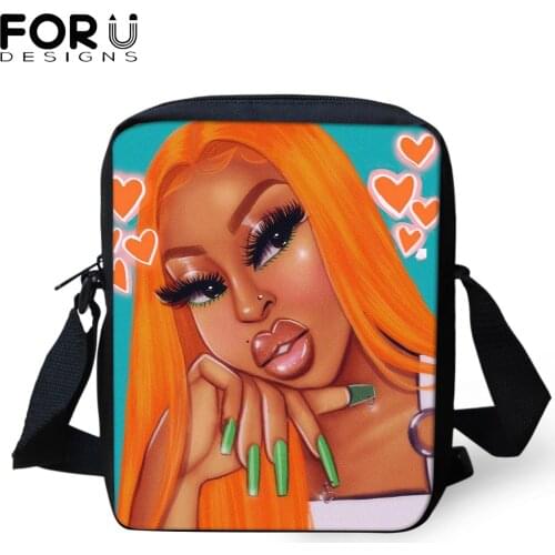 FORUDESIGNS Melanin Poppin Bags for Women 2020 Afro Black Girls Magic Pattern Shoulder Bags Female Handbags Ladies Small Flaps