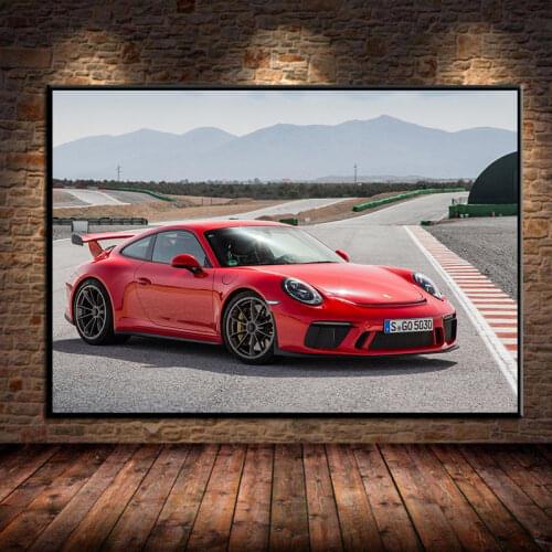 Porsches 911 GT3 Red Sportcar Vehicle Car Posters and Prints Wall Art Decorative Canvas Painting Bedroom Living Room Home Decor