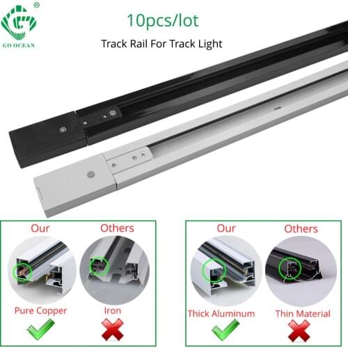 Track Rail 1m Track Light Fitting Aluminum 1 meter 2 wire Connector System Tracks Fixture black white Universal Rails 10pcs/lot