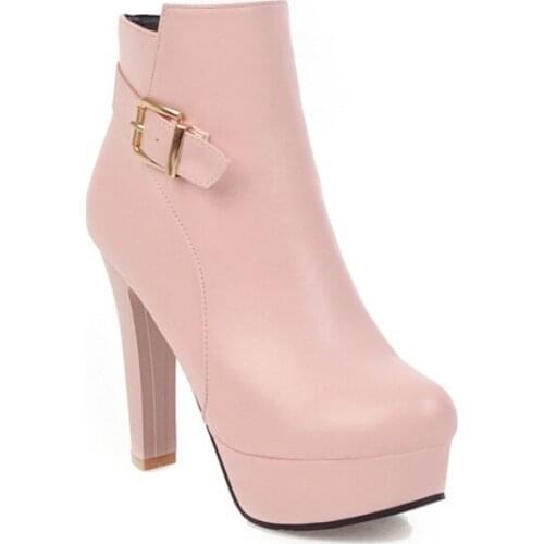 Big Size boots women shoes ankle boots for women ladies boots shoes woman winter Side zipper buckle thick sole