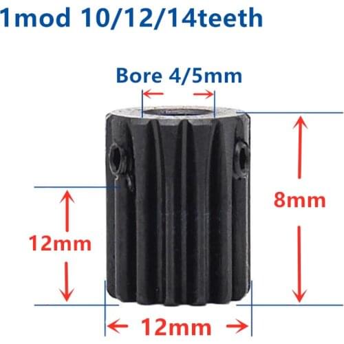 2pcs Spur Gear pinion 10teeth 12teeth 14teeth Mod 1 M=1 Bore 4mm-8mm Right Teeth steel CNC gear transmission industry RC car