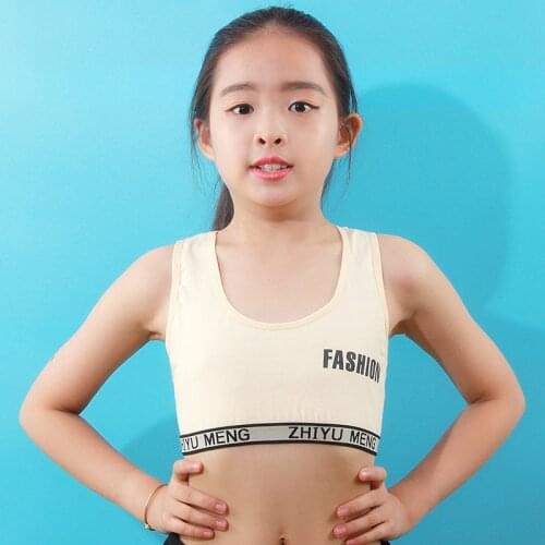 Girls Sports Puberty Underwear Wireless Teenager Cotton Young Girls Training Bra 8-14Years