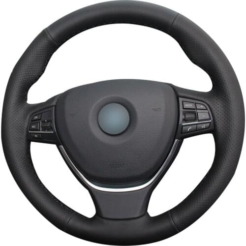 Hand-stitched Black Artificial Leather Car Steering Wheel Cover for BMW F10 F11 (Touring) F07 (GT) F12 F13 F06 F01 F02 2008-2015
