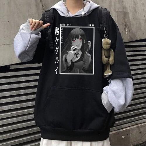 Kakegurui Japanese Anime Hoodie Pullovers Tops Loose Print Unisex Streetwear