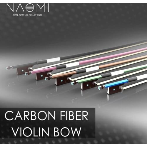 NAOMI Carbon Fiber Violin Bow 4/4 Violin / Fiddle Bow Round Stick W/ Ebony Frog Fast Response Durable Use