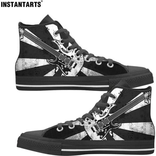 INSTANTARTS Vulcanize Woman Shoes 3D Guitar Print Classic High Top Canvas Shoes Female Breath Flats Sneakers Shoes Women Zapatos