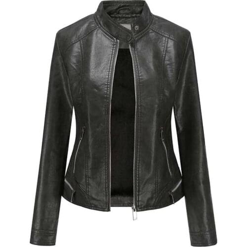 2021 New Autumn Winter Faux Leather Jackets Women Long Sleeve Plus Velvet Warm Zipper Leather Blazer Femme Oversized Outerwear